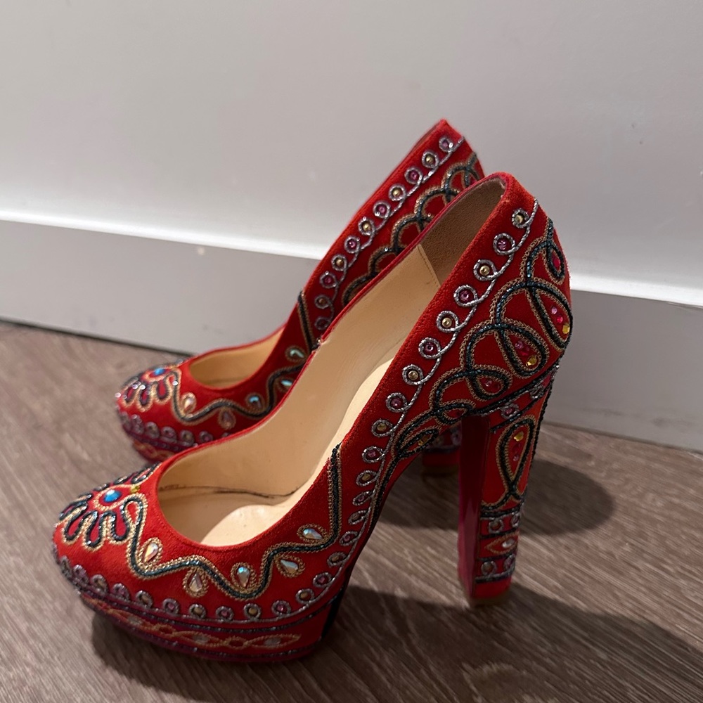 Authentic Christian Louboutin rare embellished platforms size 38.